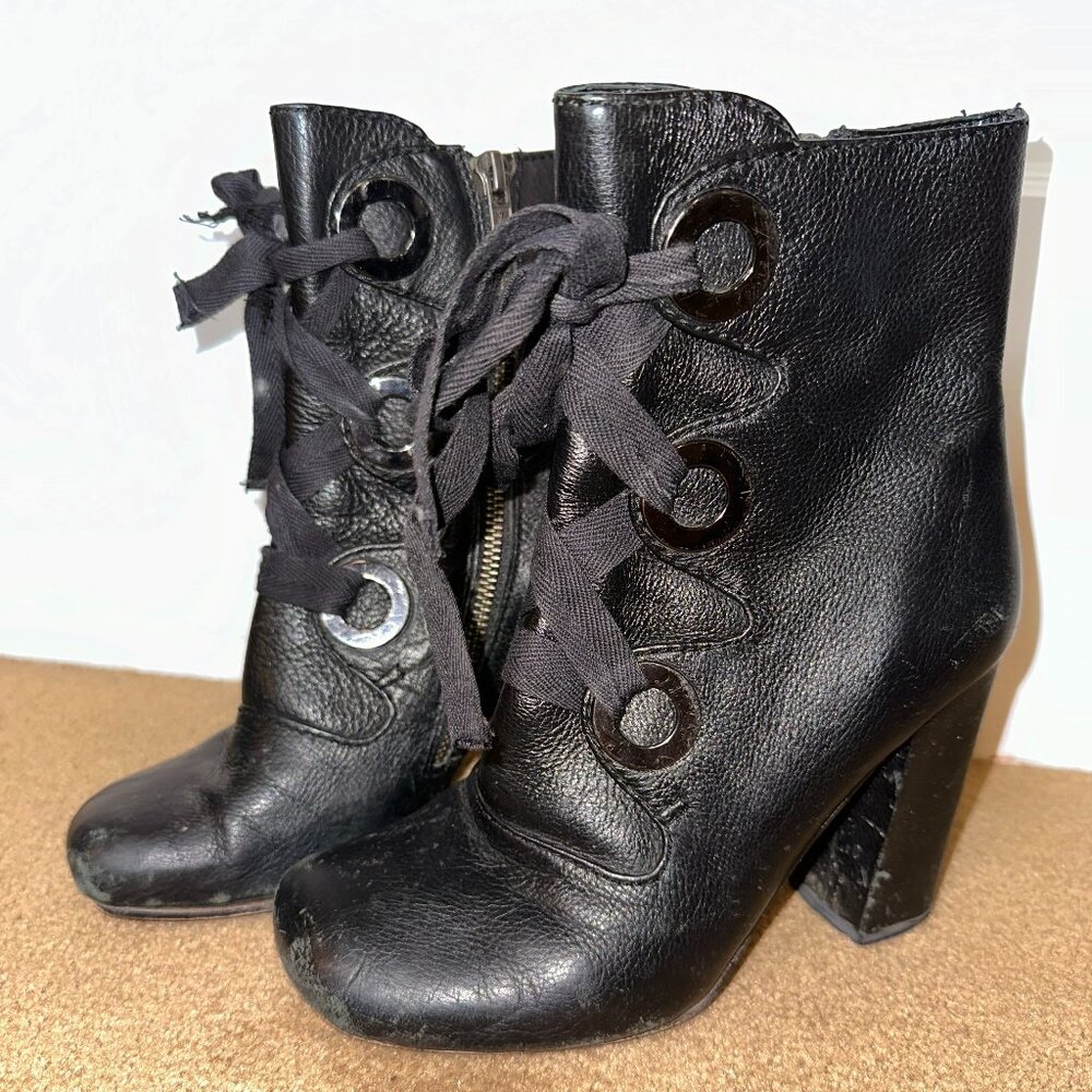 Aldo tie-front ankle boot heels